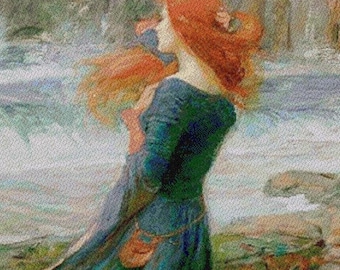 Miranda, The Tempest Cross Stitch Pattern: Waterhouse Pre-Raphaelite (PDF Download)
