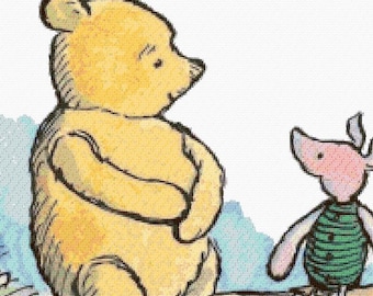 Winnie the Pooh and Piglet Cross Stitch Pattern (Full Pattern Keeper File)