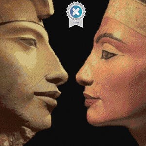Akhenaten and Nefertiti Cross Stitch Pattern, Inc Full Pattern Keeper File, with detailed digital download Files 215 x 213 Stitches