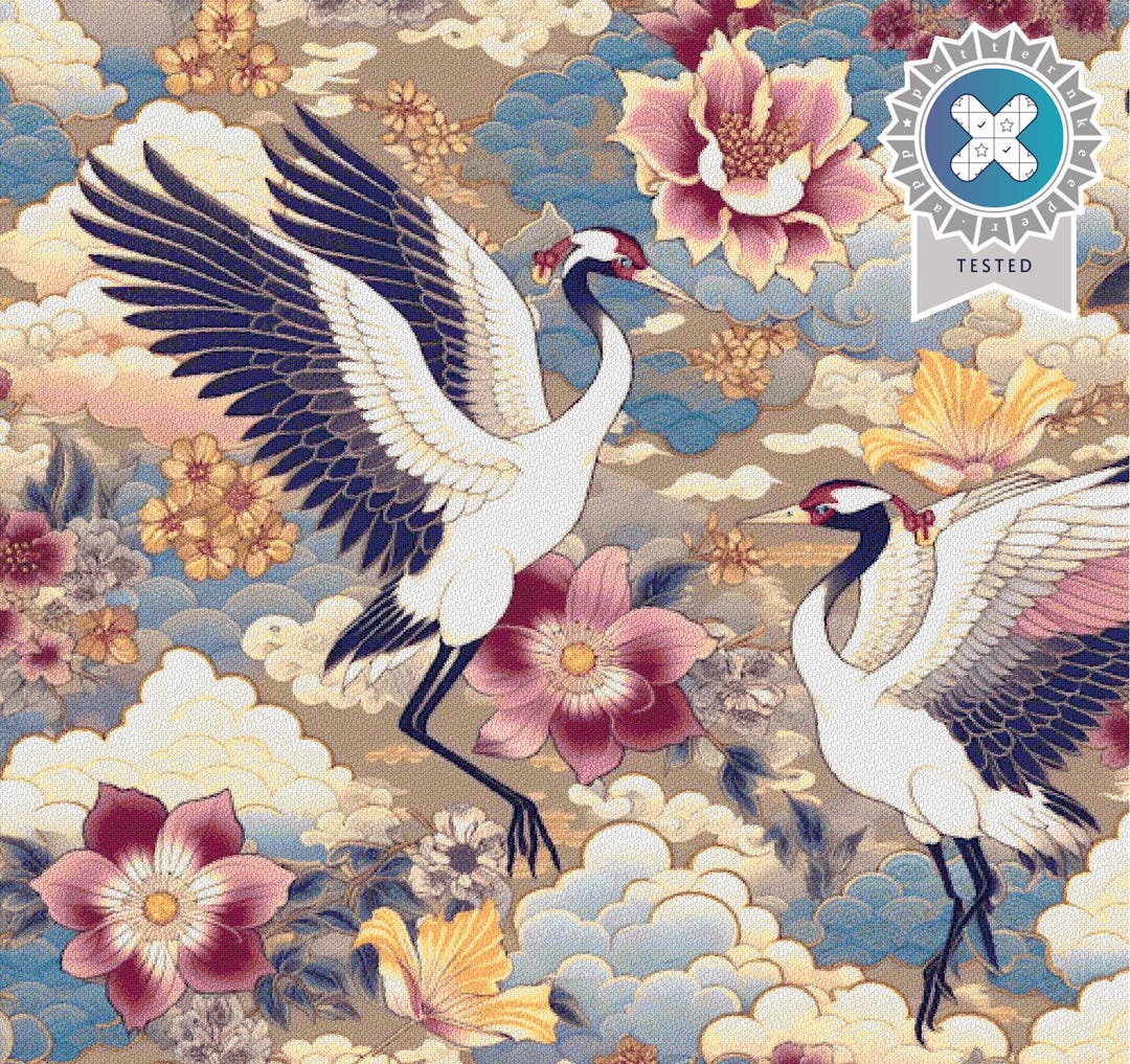 Dancing Cranes Bird Cross Stitch Pattern - Inc Full Pattern