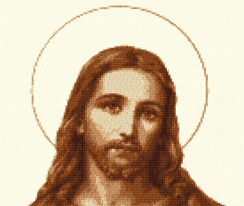 Sacred Heart of Jesus Cross Stitch Pattern Photo Large Complex ...