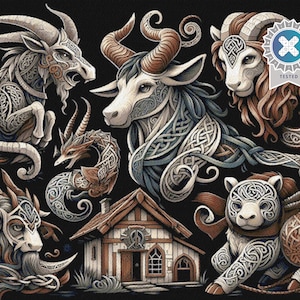 Keltisches Fantasy Animalia Kreuzstichmuster - enthält eine vollständige Musterdatei, eine sehr große detaillierte digitale Download-Karte mit vollständiger Abdeckung