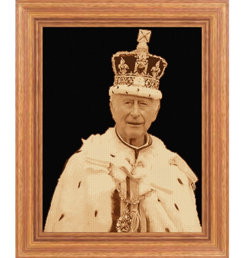 King Charles Cross Stitch Pattern Photo Large Complex Professional Digital Downloadable File Chart image 2