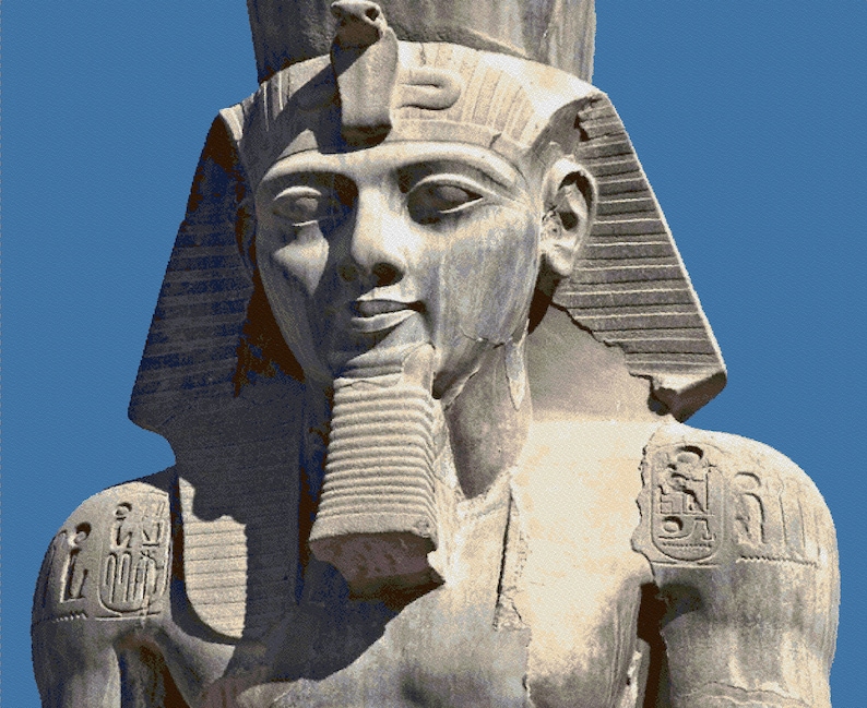 Pharoah Ramese Egyptian Pharoah Ramses II Stone Statue Sculpture Cross Stitch Pattern ...