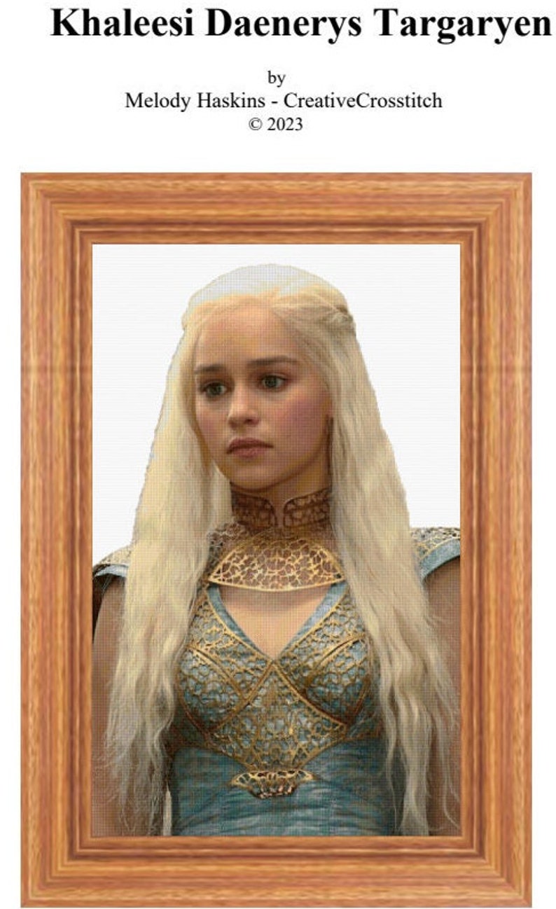 Game of Thrones Khaleesi Cross Stitch Pattern Photo Daenerys Cross