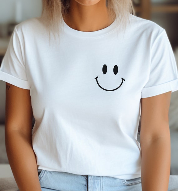 Smiley Face T Shirt Happy Face T Shirt Smile T Shirt Happy Vibes T Shirt Minimalist T Shirt Retro Style T Shirt Gift for Her Etsy Canada