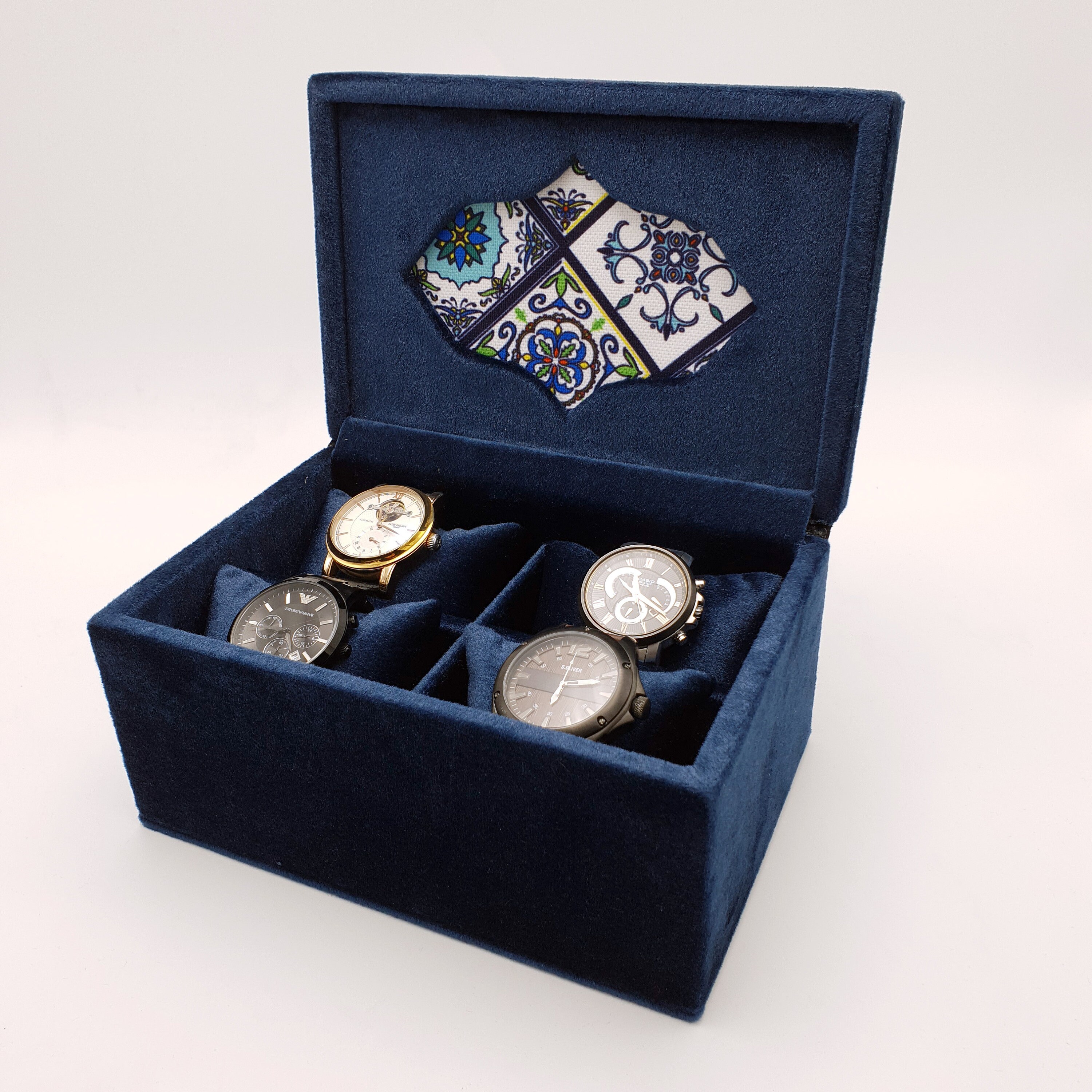 Watch Box for Men Blue Velvet Watch Display Watch Organizer Etsy