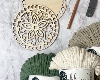 Decorative Wooden Crochet Bases 4 Styles | 6 inch Basket Bottom with 10mm holes