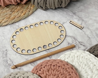 Wooden Crochet Base | Oval Shaped | 3.5x6 inches Basket Bottom with 10mm holes