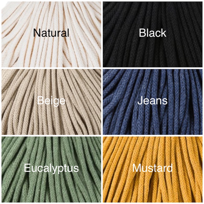 Puede incluir: Seis carretes de cord&oacute;n de algod&oacute;n en diferentes colores: natural, negro, beige, vaquero, eucalipto y mostaza.