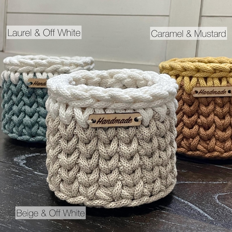 Crochet Basket DIY Kit with Bobbiny’s 5mm Braided Cord, Easy Crochet Bundle afbeelding 2
