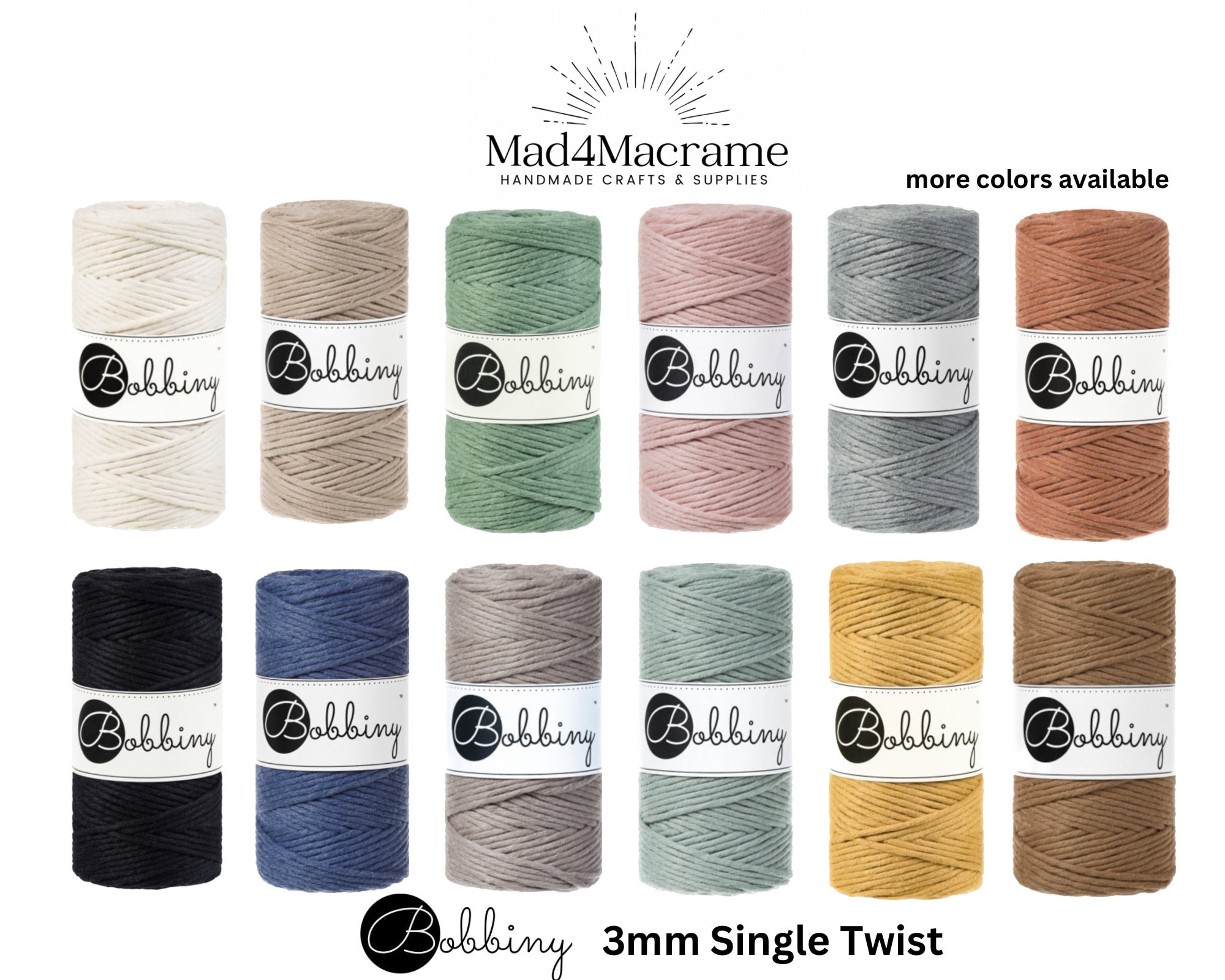 Macrame Cord Cotton Rope 3 mm 1/8 in, 306 yd – 1 Ply Super Soft Cotton Single Twisted String for Macrame Dream Catcher, Boho Wall Hanging Feather