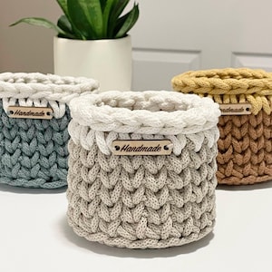 Crochet Basket DIY Kit with Bobbiny’s 5mm Braided Cord, Easy Crochet Bundle afbeelding 7