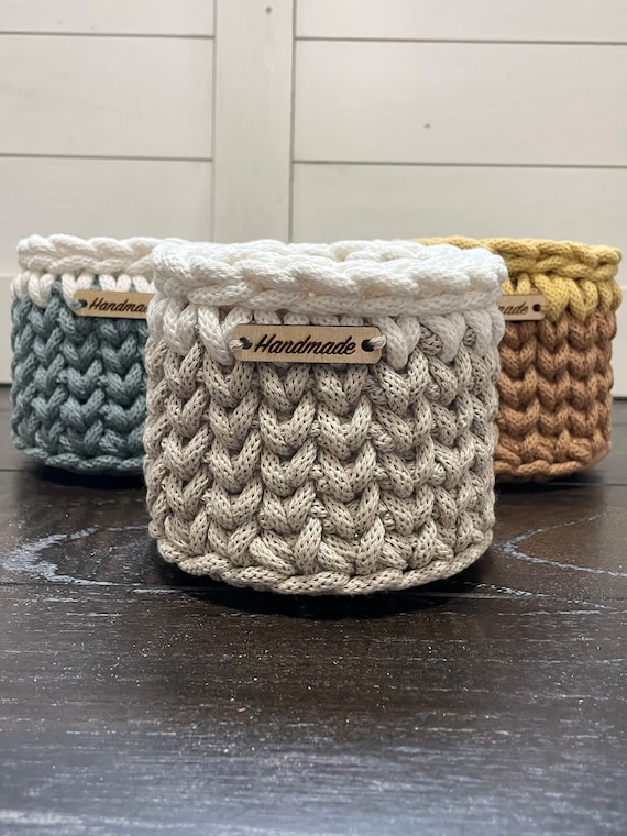 Crochet Basket DIY Kit with Bobbiny’s 5mm Braided Cord, Easy Crochet Bundle