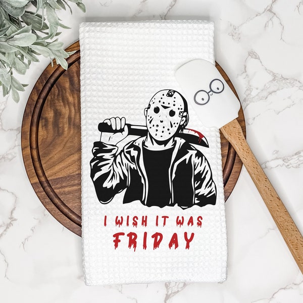 Halloween Kitchen Tea Towel | Scary Halloween Decor | Friday the 13th Horror Movie | Hand Towel | Gift for Hostess | Fall Dish Towel