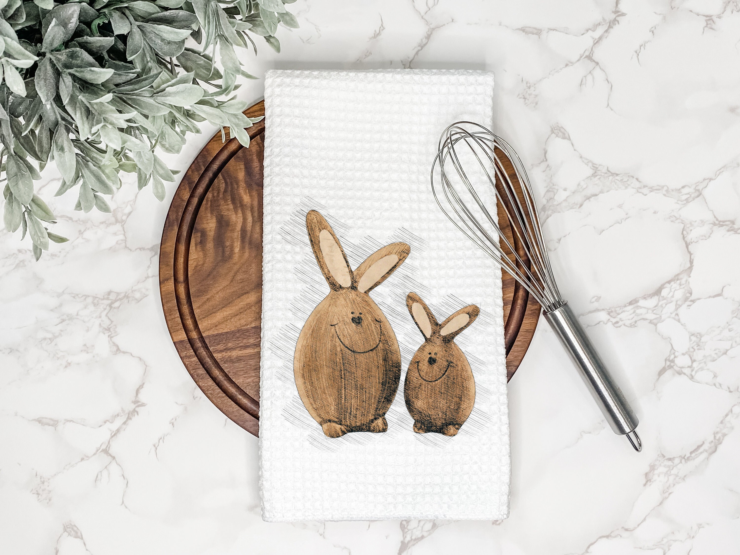 Cute Rabbits Dish Drying Mat, Cute Bunny Kitchen Counter Decor