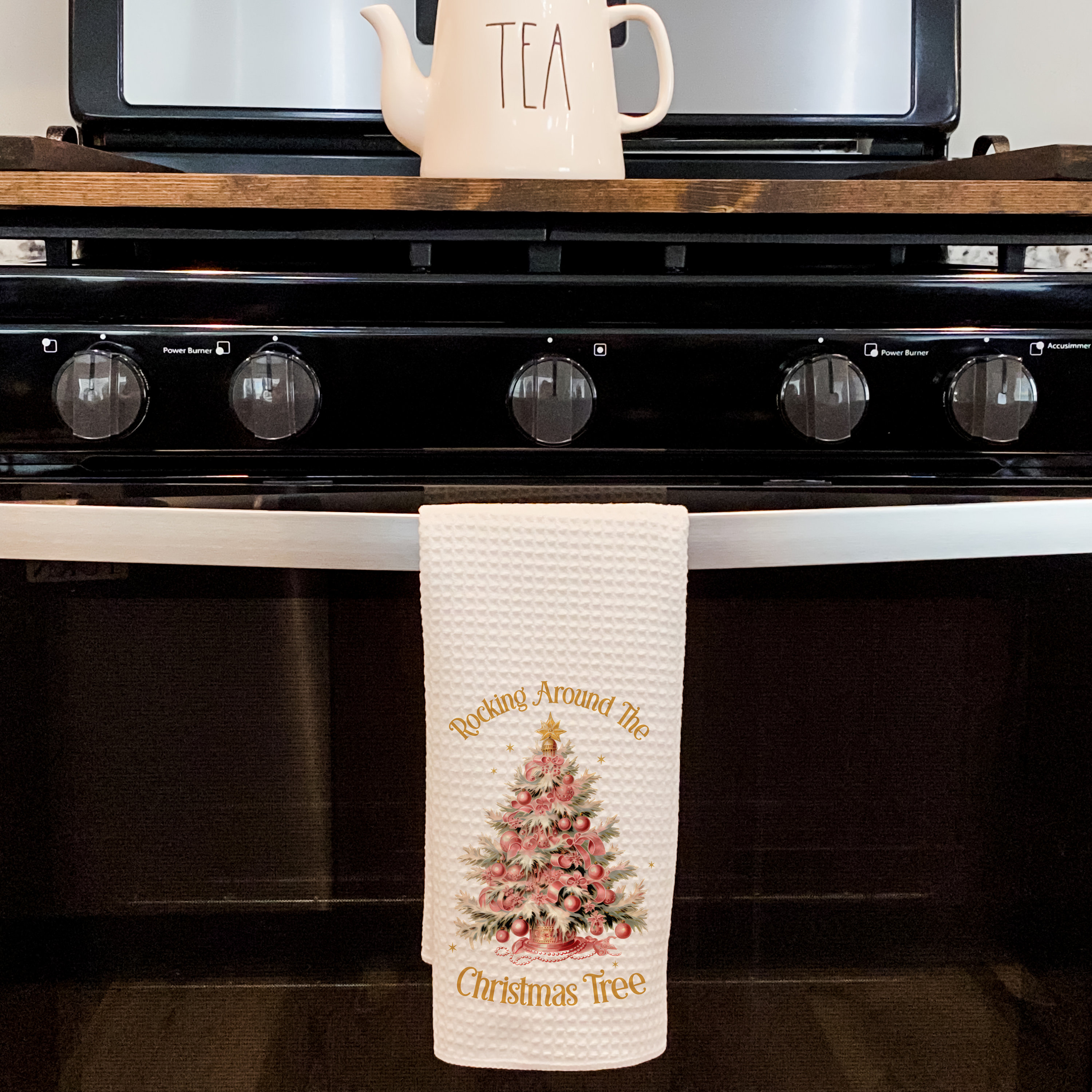 Christmas Tree Kitchen Tea Towel | Rocking Around the Christmas Tree | Christmas Decor | Gift for Hostess | Winter Hand Towel