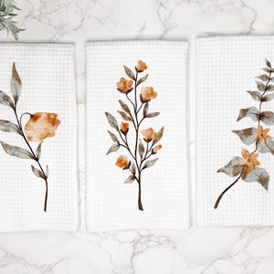 Orange Floral Kitchen Tea Towel | Floral Decor | Gift for Housewarming, Hostess | Hand Towel | Dish Towel | Spring Decor | Summer Decor