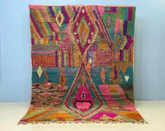 Berber Style Rug: Vibrant Colors - Handmade Wool, Durable Indoor Use