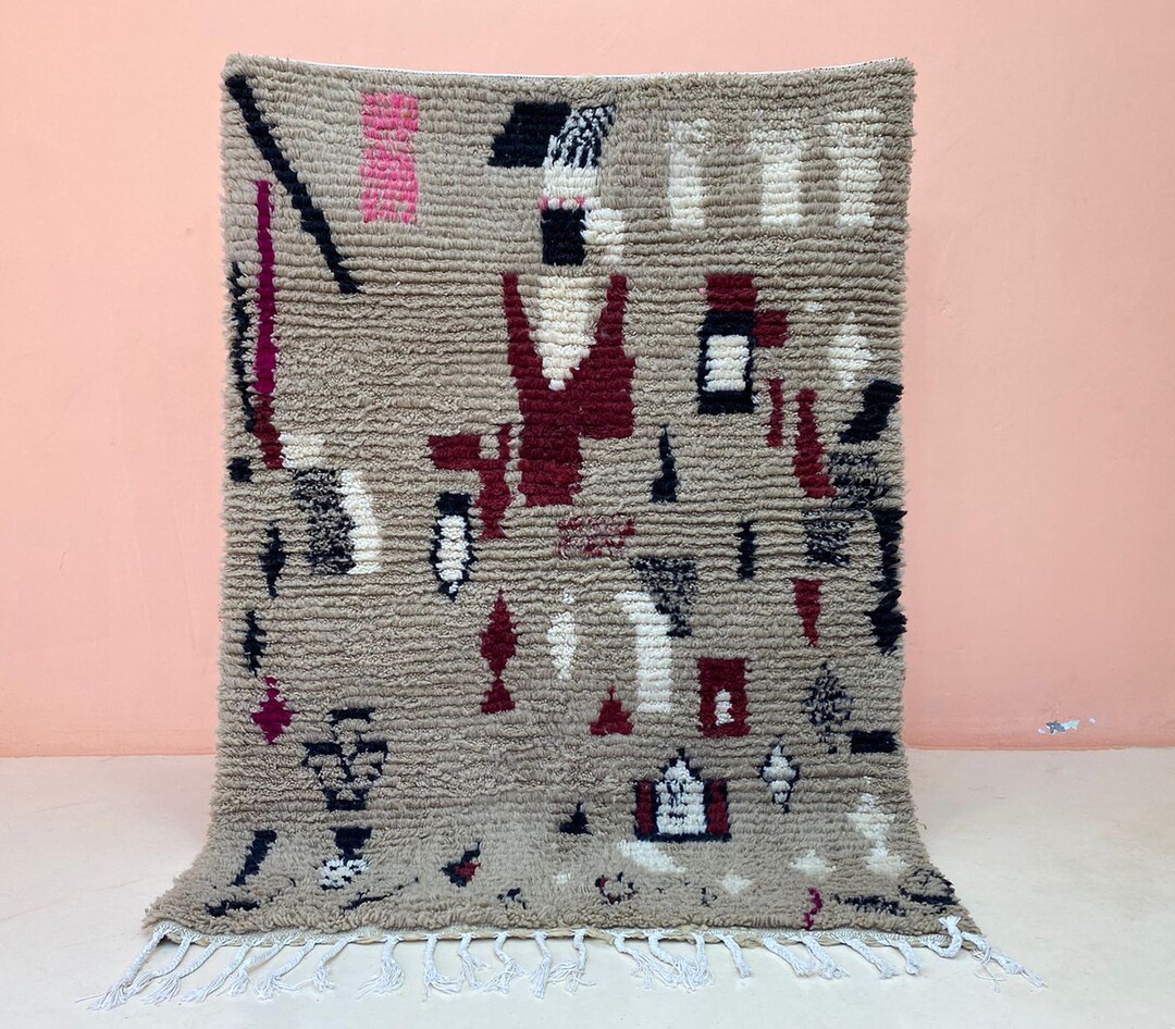 Moroccan Wool Carpet-handwoven Wool Rug-rug for Living Room 5x7 ...