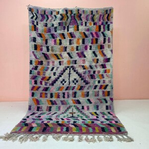 Moroccan Berber Rug, Handmade Wool Carpet, Boho Area Rug, Soft Shaggy Texture, Durable Indoor Floor Covering, Easy Clean, Custom Size