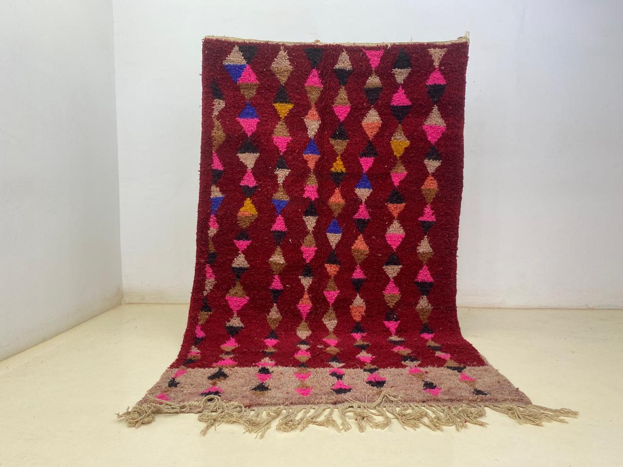 Moroccan Berber, Beni Ourain, Wool Carpet, Handmade Shaggy Rug, Geometric Pattern, Soft Texture, Rustic Boho Floor Covering