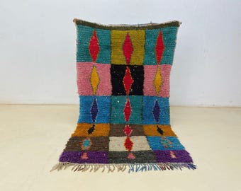 Handwoven Moroccan Rug: Colorful Boucherouite Kilim (5x3 ft)