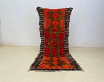 Handwoven Moroccan Runner,Peronalized Vintage Runner,Traditional Old RunnerMuticolorful Vintage Runner,Washable Old Runner 6.8x2.9 ft