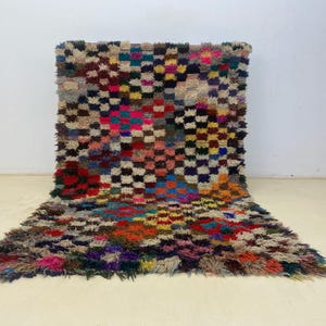 Alfombra Kilim marroquí: Alfombra geométrica de lana colorida (tejida a mano, 2,1 x 1,2 m)