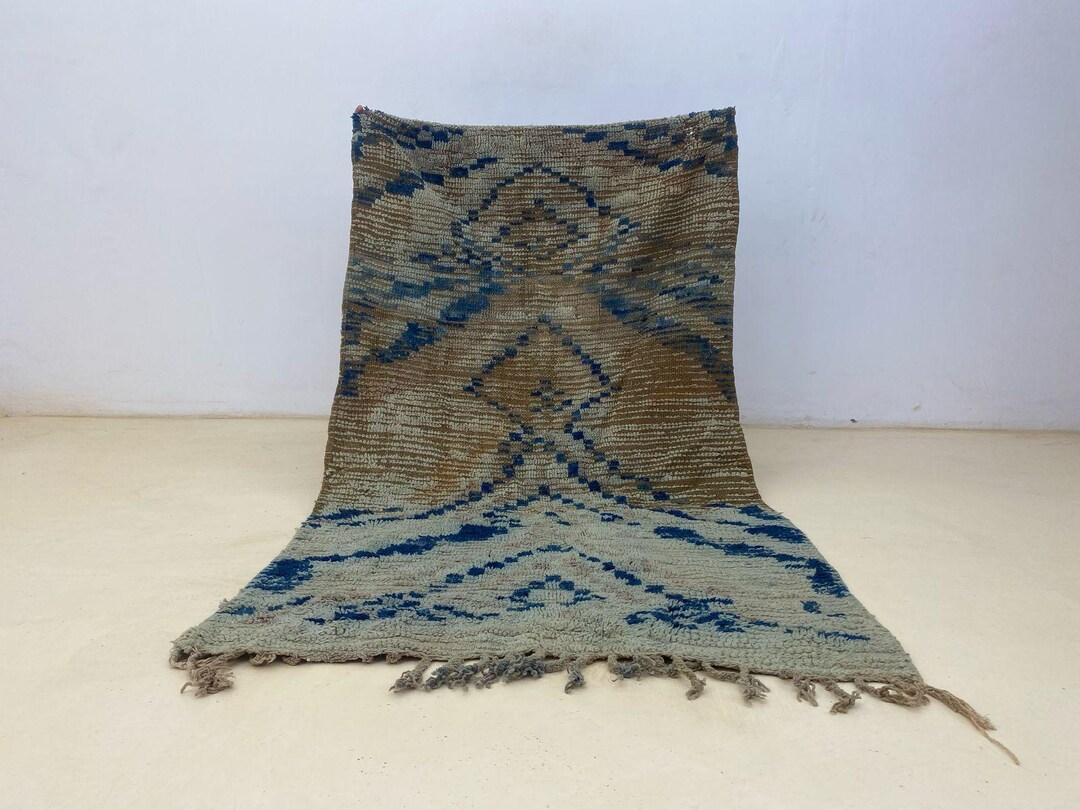 Handwoven Beni Ourain Rug - Natural Wool, Moroccan Geometric Design - Etsy