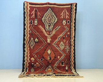 Handmade Wool Carpet: Brown Berber Style (Geometric, Soft Texture)