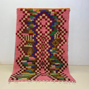 Checkered Custom Rug-ARTISTIC WOOL CARPET-Pink Beni Ourain Rug-8x10 Large Wool Carpet-Handmade Rug-Fabulous Custom Rug-Luxurious Berber Rug