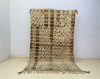 Beni Mrirt Tapis, Moroccan Wool Rug, Hand Knotted Carpet, Soft Wool Mat, Boho Chic Decor, Durable Indoor Accent, 5x7 Feet