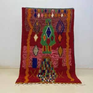 Moroccan red rug - Berber rug -Amazing Red rug-Wool Berber rug-Beni ourain rug-Custom rug - Handmade rug - Moroccan area rug - Morocco rug