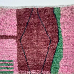 Beni Ourain Rug: Pink Geometric Pattern - Hand Knotted Wool image 13