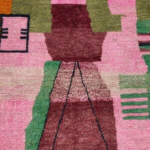 Beni Ourain Rug: Pink Geometric Pattern - Hand Knotted Wool image 15