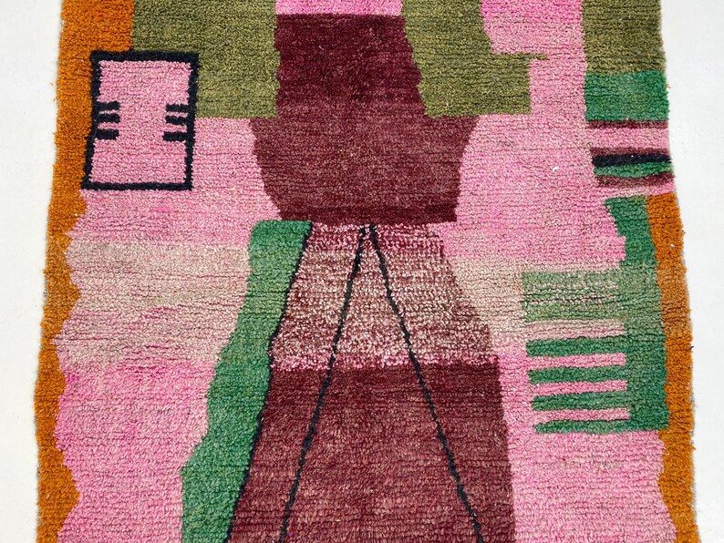 Beni Ourain Rug: Pink Geometric Pattern - Hand Knotted Wool image 15