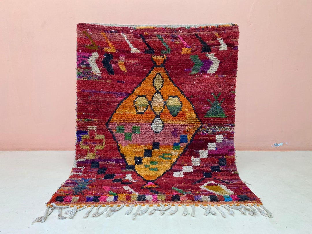 Bedouian Rug Red Berber Wool Rug - Handmade Bedouin Style, Soft and Shaggy - Etsy