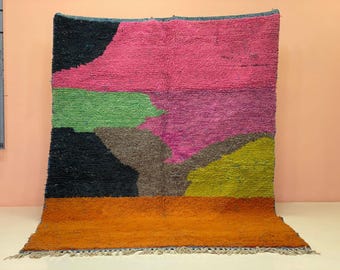 Multicolored Rug For Living Room - Custom Fabulous Boujaad Rug - Beni Ourain Handmade Rug - Moroccan Berber Traditional Carpet