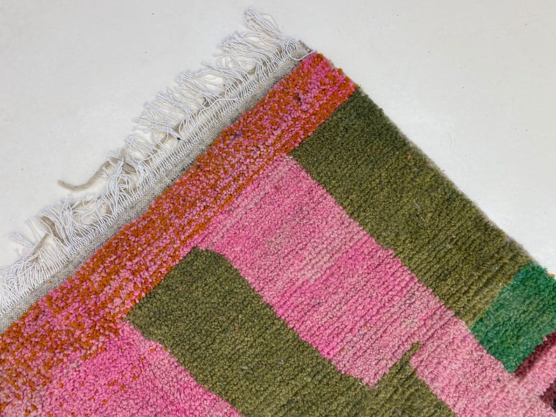Beni Ourain Rug: Pink Geometric Pattern - Hand Knotted Wool image 18
