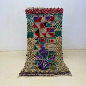 Alfombra Kilim de Lana Colorida: Alfombra de Pasillo Bereber Vintage Tejida a Mano