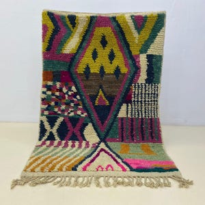 Custom Berber Rug Beni Ourain Carpet, Moroccan Wool Rug, Rustic Boho Area Carpet, Soft Shaggy Texture, Hand Knotted, Washable Wool