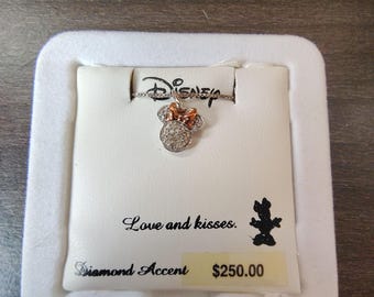 Minnie Mouse Disney Diamond Accent Necklace l Brand New l Love and Kisses
