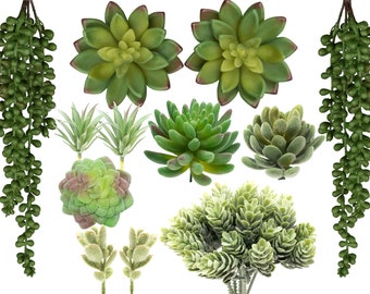 12 Pack Bulk Large Assorted Realistic Artificial Faux Succulents Aloe Plants Realistic Fake Succulent Plants, Set of Succulents