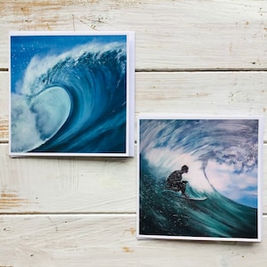 Surf Art - Prancha de surf - Pintura de ondas - Mar - Surfista - Surf - Onda grande - cartão - Cornualha - Decoração de interiores de casas de praia - Newquay - Cornish