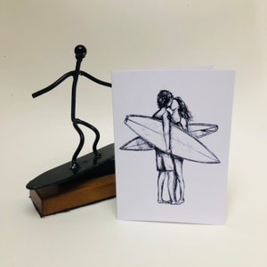 Paarkaart - Valentijnspaar - Verjaardagskaart - Bruiloft - Liefde - Strand - Surf - A6 - Wenskaart - Ontworpen in Cornwall