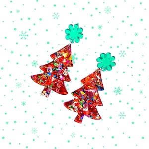 Christmas Earring Acrylic, Dangle Earrings, Gifts for Best Friend, Winter Earring, Lightweight, Laser Cut Jewelry, Cute Christmas Earring