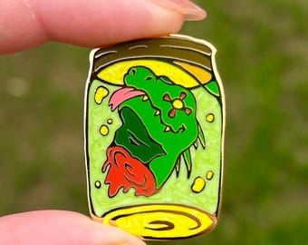 Lizard Head Jar Enamel Pin DRHDR with SHIMMER Enamel