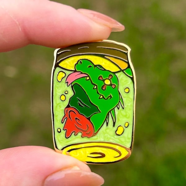 Lizard Head Jar Enamel Pin DRHDR with SHIMMER Enamel