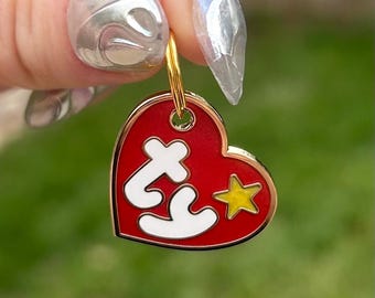 Beanie Baby ENAMEL Keychain Ty Toy Tag - Accent For Keyrings and Pet Collar - Kidcore Cute Kawaii